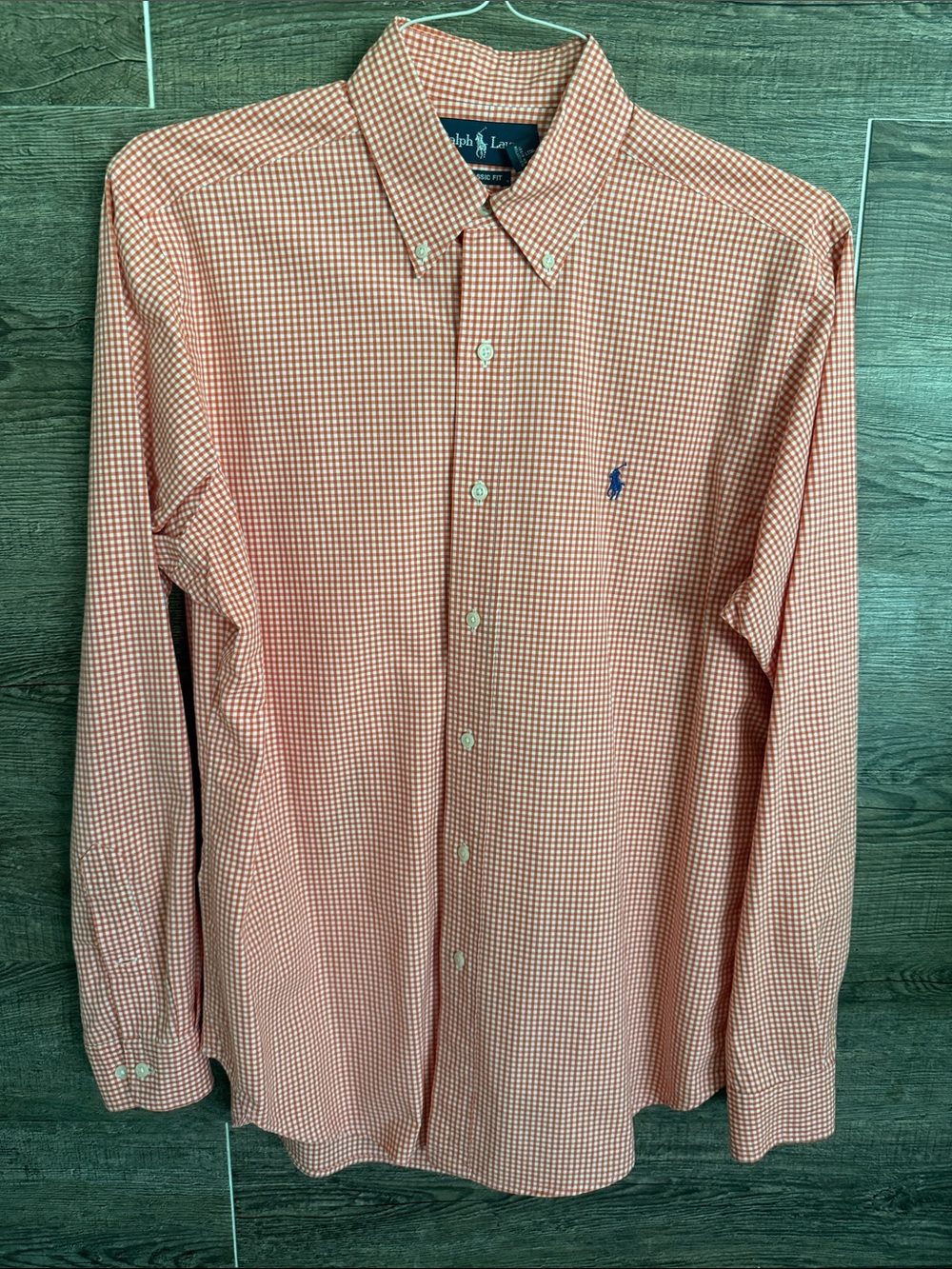 Ralph Lauren Orange Gingham Button-Down Shirt